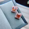 Dangle & Chandelier MeiBaPJ Natural Fanta Garnet Gemstone Square Stud Earrings Real 925 Silver Orange Stone Fine Charm Jewelry For WomenDang