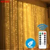 LED USB Power Remote Control Curtain Lights Fairy Year kerst trouwhuis raam feest decor y201020