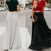 Etekler Pileli Şifon Yüksek Bel Kadın Vintage Maxi Kat Uzunluk Katı Uzun Etek Bayanlar 2022 Gevşek Kadın Mujer FaldasSkirts