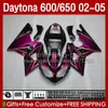 Kit de carroçaria para Daytona 650 600 CC Black Rose 2002 2003 2004 2005 Body 132No.06 Cowling Daytona650 02-05 Daytona600 Daytona 600 02 03 05 05 ABS motocicleta