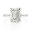 OEVAS Real 925 Sterling Silver Emerald Cut High Carbon Diamond 5A Cyrkon Obrączki ślubne dla kobiet Luksusowa Fine Jewelry Hurt
