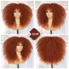 Kort hår afro kinky lockiga peruker med lugg för svarta kvinnor afrikanska syntetiska ombre glueless cosplay blondin röda peruk 220707