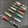 Arts And Crafts Healing Crystal Natural Stone Pendant Pillar Shape Charms Turquoise Tiger Eye Green Rose Quartz Rope Chain Sports2010 Dhadj