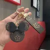 creative mouse design party favor cartoon keychain cute leather car bag key chain accessories pendant wholesale