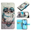 Étuis en cuir 3D Bling Wallet pour iPhone 14 Pro Max Cartoon Owl Skull Dream Flower Unicorn Flip Cover