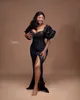 2022 Plus Size Arabo Aso Ebi Black Mermaid Abiti da ballo sexy Cristalli di perline Sera Festa formale Secondo ricevimento Compleanno Fidanzamento Abiti da damigella d'onore Abito ZJ24