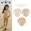 Niños para niños Swimsuit Baby Baby Bodysuit Impresión de manga larga 1 PC Swimwear 1 Niños de 5 años Traje de playa de verano 220530