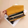 Real Cow Leather Long Thin Minority Wallet Women's New Style Small Handbag för mobiltelefon Stor plånbok 220625