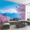 Fondo della parete del paesaggio del fiore della ciliegia Muro murale della carta da parati 3D Carta da parete 3D per TV BackDrop3035261P