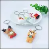 Key ringen schattige zachte sile chrismas ring santa sneeuwmensen littel beer eland hanger fiets car sleutelhanger Kerstmis cadeau voor liefdesfamilie drop de dhvcb