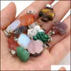 Charms Jewels Conclus￵es Componentes de pedra natural 16x20mm Cross Rose Quartz Lapis Lazi Turquesa Opal Cristal Pingente Charm Dhsvn