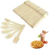 100pcs Wooden Cutlery Disposable Party Usage Spoons Fork Biodegradable Ice Cream Dessert Spoon Knives
