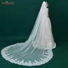 Voiles de mariée V73 Voile de longueur cathédrale avec bordure en dentelle Long peigne de mariage royal Tulle doux Mantille espagnoleBridal