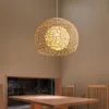 Lámparas colgantes, luces de bola de ratán hechas a mano japonesas, sala de estar, cocina, dormitorio, balcón, comedor, accesorios redondos, colgante