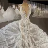 مثير 2022 الرباط حورية البحر فساتين الزفاف أثواب الزفاف جوهرة الرقبة appliqued البلد vestidos دي novia B0322