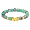 Bracelets porte-bonheur Agates vertes perles Bracelet Feng Shui Pixiu pour femmes hommes rayé multicolore Jades Bracelet richesse bonne chance