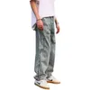 Private Hinker Baggy Straightleg heren gewassen jeans vintage mode mannelijke denim broek streetwear hiphop casual solide broek j220629