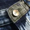 Jeans för män Höst Vinter Trend Stretch Kamouflagesömmar Smal midja Motorcykel Mode Gatubyxor Herr
