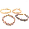Łańcuch łącza modny naturalny owalny owalny kolor świeżej wody Perl Owalny 3-4 mm Trzy rzędowy bransoletka biżuteria