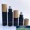 12 PZ 5 ML 10 ML di Bambù Naturale Coperchio/Tappo di Olio Essenziale di Vetro Nero di Spessore Roll On bottiglia di Rullo di Metallo Sfera per Profumo Aromaterapia