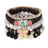 Gioielli di moda bohémien Farfalla Ciondolo Fili Bracciale con perline Fatto a mano Multi strato Perline colorate Charms Braccialetti con catena di strass 5 pezzi / set