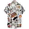 Homens Camisetas Homens Camisetas Miyazaki Hayao Meu Vizinho Totoro Camisa Masculina 3D Gato Bonito Máscara Sem Rosto Casual Verão 335u