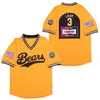 XFLSP A má notícia ursos camisa de filme 12 Tanner Boyle 3 Kelly Vazamento 11 Amanda Whurlitzer Filme Beisebol Jerseys Branco Amarelo Preto Baseball Camisa