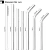 6x241mm 304 Stainless Stele Straw Bar Home Party Bar Wedding Bar Barware 3pcs Straw Inclus Brush Set C0612x03