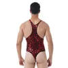 Body Shapers pour hommes Mode pour hommes Lip / Skull Print Body Sous-vêtements Hight Cut Thongs Lingerie Round Jumpsuit Neck Sans manches One-piece Swims