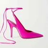 Sandals Bandage Small Heel Large European and American Sexy High Heels Women Single Shoes Pink 220427