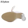 Eilyken Sexy PVC Sandali Gladiatore trasparente Piedino Peep Toe Shoes Clear Chunky Heels Sandali Stivali da donna Sandali 220422