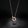 Роскошные римские цифры подвесные ожерелья хрустальные бриллианты розовое золото серебряная мода титановые стальные браслеты с двойным кружком.