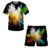 Summer 3D Printed Splash tie dyeing men's suit pattern T shirt short sleeve casual shorts Streetwear Men clothing 220624