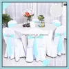 Sashes Chair Ers Home Textiles Garden Wed Sash Green With Individual Flower Elastic Spandex And Gauze Band Drop Delivery 2021 Ct8H3