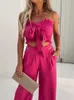 Cross Healter Dears Wrap Vent Topswaist Long Bants Suits Fashion Lady Sets Casual Women Summer Summer Plaight Playsuit 220602