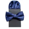 Klassisk tryck Solid God Mens Silk Business Bow Ties For Men Bowtie With Pocket Square Gold 2st Set Gift CR056 W220323