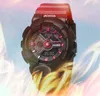 Iced Out Sport-Quarz-Damen-/Herren-Digitaluhr, Weltzeit, LED-Kaltlicht, Dual-Display, Gummi-Silikon-Gürtel, superleuchtende, wasserdichte Uhren, Montre de Luxe