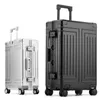 Den nya Allaluminummagnesium Alloy Metal Bagage Suitcasesize Plain Unisex Business Trolley Case Password Box J220707