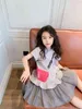 키드 소녀 여름 옷 세트 분홍색 아기 소녀 1st 생일 드레스 90-160 cm 면화 재료 패션 아이의 옷 세트