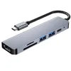 6 MacBook Pro Laptop Dongle Pd Fast Charging Docking Station 2*USB3.0, SD/TF Apple/Dell/HP/Surface/Lenovo Laptops 용 HD-MI가 포함 된 USB 타입 C 허브