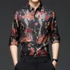 Camisas casuales para hombres Vestido de seda para hombres 2022 Moda de primavera Ropa impresa floral Tops Masculino Manga larga Flores Impresión Camisas de saténMen's