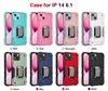 Hybride pantser telefoonhoesjes voor iPhone 14 Pro Max 13 12 Mini 11 XS XR 7 8 Plus magnetische ringhouder Schokbestendige pantser Standstand Cover D1