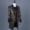 Leopard Sequin Blazer Jacket Men Brand Mens Long Glitter Suit Coat Party Dance Singer Stage Shawl Collar Costume Blazer 3XL 220815