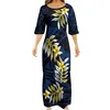 Casual Dresses Design Custom Polynesian Samoan Tribal Tapa Puletasi Tatau Pattern Maxi Dress Round Neck Two Piece Set Top kjolar outfitscasu