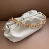 2022 bolso de cuero real para mujer nube suave arrugado bola de masa hervida hombro mensajero cadena grande bolso diseñador moda mujer