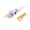 Clear Cellophan Verpackungstasche transparente Kegel Süßigkeiten für DIY Hochzeits Geburtstagsfeier bevorzugt Tasche Popcorn Plastiktüten 50pcs/Set