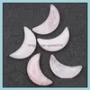 Konst och hantverk Arts Gifts Home Garden 30mm Natural Crystal Reiki Healing Crescent Moon Stone Hand Piece P￤rlor Mineral Cry DHVCP