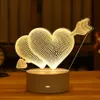 Home Romantic 3D USB LED Night Light Acrylic Desktop Table Lamp Lighting Living Room Bedroom Decoration for Valentine Day Wife Gift 20 styles