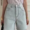 Genayooa Streetwear bleu clair Denim Shorts femmes mode coréenne taille haute Biker Shorts Jeans Feminino été décontracté Chic 220419