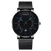 Montres-bracelets Production 2023 Genève noir acier maille bande calendrier montres à Quartz hommes Ultra mince affaires minimaliste